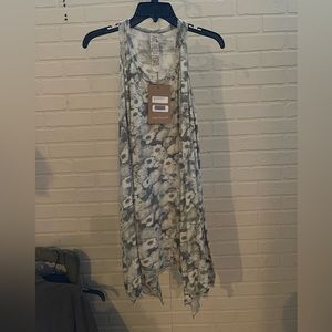 Magnolia Pearl Cotton Jersey Hand Block Print Paz A Line Tank Happy Flowers O/S